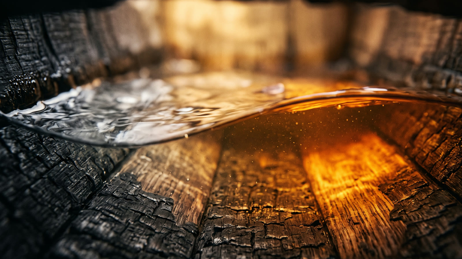 Whisky maturing in a charred oak cask